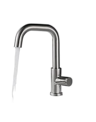 Waschbeckenarmatur aus Edelstahl 304 mit drehbarem Auslauf moderner Einhebel Küchenspülenhahn(Silver 1) von POADGBCN