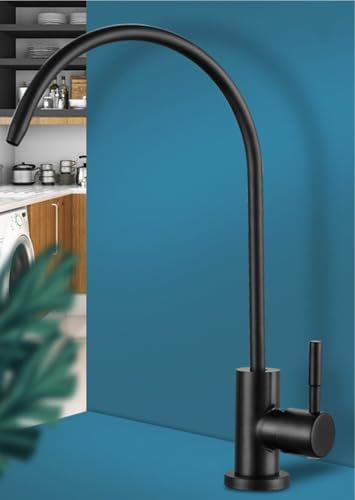 Wasserfilter Küchenarmatur mit Filtration Einhebelmischer 360° drehbarer Auslauf Hochbogenhahn for Zuhause Restaurant Wohnmobilspüle(Black) von POADGBCN