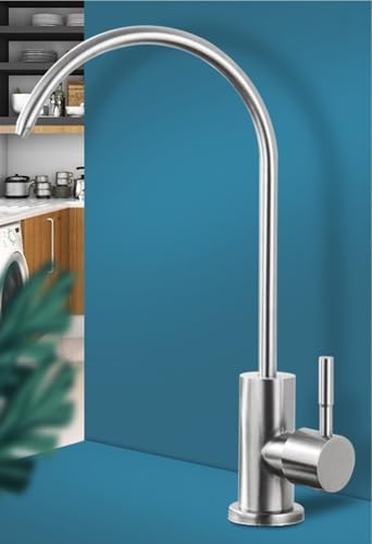 Wasserfilter Küchenarmatur mit Filtration Einhebelmischer 360° drehbarer Auslauf Hochbogenhahn for Zuhause Restaurant Wohnmobilspüle(Silver) von POADGBCN
