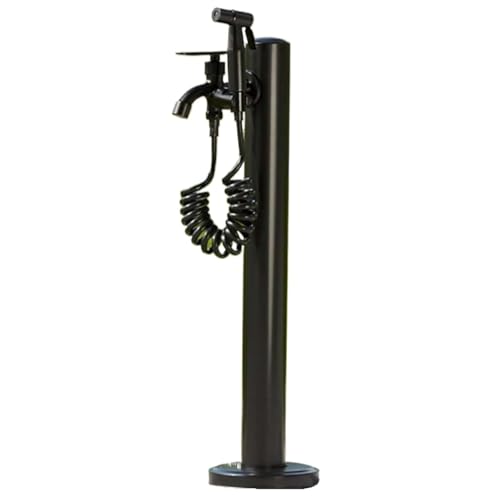Zylindrische Gartenwassersäule aus Edelstahl for den Außenbereich freistehender Schlauchständer mit Wasserhahn for Waschen der Gartenbewässerung(23.6in/60cm) von POADGBCN