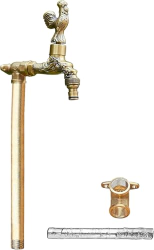 Zylindrischer vertikaler Gartenhahn mit Frostschutz freistehender Kupferwasserhahn for den Außenbereich for Bewässern(40cm/16in) von POADGBCN