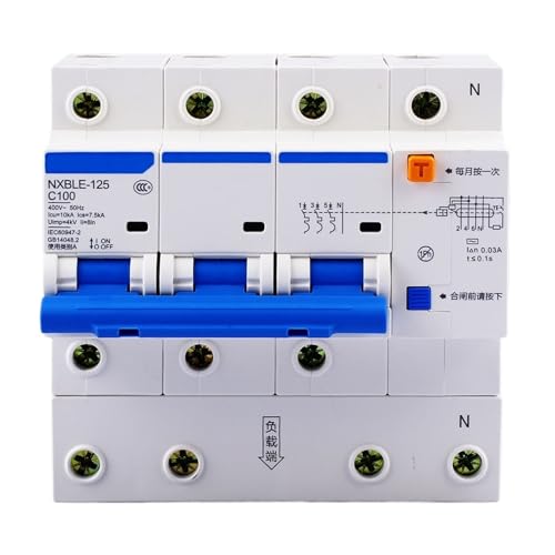 1 stücke NXBLE-125 63A 80A 100A 125A 3P + N RCBO Fehlerstrom-schutzschalter(100A) von POAHBCD