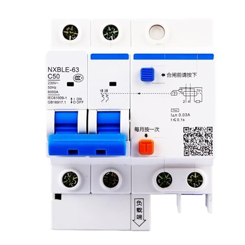 1 stücke NXBLE-63 2P 6A 10A 16A 20A 25A 32A 40A 50A 63A 230V RCBO Fehlerstrom-schutzschalter(32A) von POAHBCD
