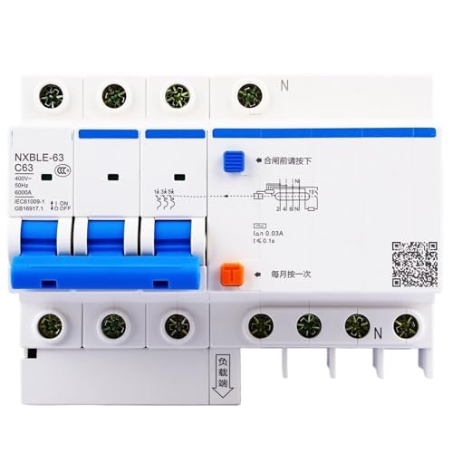 1 stücke NXBLE-63 3P + N 6A 10A 16A 20A 25A 32A 40A 50A 63A RCBO Fehlerstrom-schutzschalter Schutz(50A) von POAHBCD