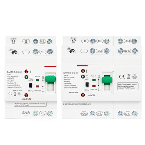 Automatischer Transfer Schalter mit doppelter Stromversorgung für DIN-Schiene, 2P 4P PV ATS, Stromauswahlschalter, unterbrechungsfreie Stromversorgung, 80 A AC 110 V AC 220 V (4P AC 220 V) von POAHBCD
