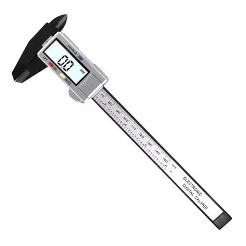 Mikrometer LCD digital, 150mm Elektronischer Digitaler Messschieber Carbon Fiber Dial Messschieber Mikrometer Messwerkzeug Digitales Lineal Messschieber Messwerkzeug(0-150mm Silver) von POAHNCU