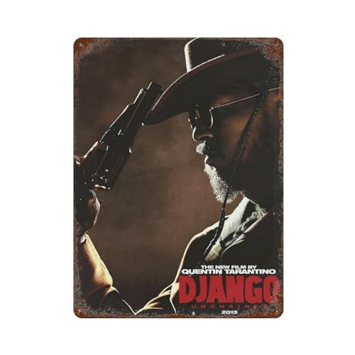 POALXFGB Django Unchained Filmposter, Wanddekoration, Kunst, Metallblechposter, moderne Bar-Dekorationen, 40 x 30 cm von POALXFGB