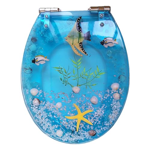 POBLTA Toilettensitz Slow Close mit physikalischer Füllung, Soft Close WC-Sitz mit starkem Edelstahlscharnier Ideal für Standardtoilette Schnellverschluss Leicht zu reinigender Toilettendeckel von POBLTA