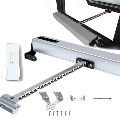 Automatischer Fensteröffner 24 V mit Fernbedienung und Regensensor – 500 mm/600 mm elektrischer Kettenantrieb für Dachfenster, Dachlüfter und Flügelfenster,600mm von POCDUUA
