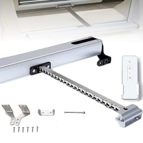 Elektrischer Fensteröffner, 24 V, mit Fernbedienung und Regensensor – 500 mm/600 mm Hub, automatischer Öffner/Schließer für Dachfenster, Flügelfenster, Klapp-/Kippfenster,500mm von POCDUUA