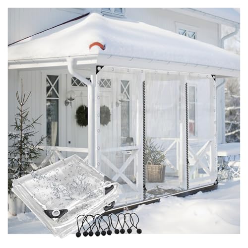 Outdoor Plane Vorhänge Transparente PVC Plane Seitenteil mit Reissverschluss Tür wasserdichte Abdeckplanen für Pergola Terrasse Veranda POCHY(2.5X2m/8.2x6.5ft) von POCHY
