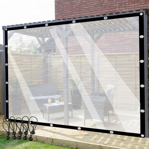 POCHY Durchsichtige wasserdichte Seitenwände mit Ösen Outdoor Vorhänge PE Kunststoffplatten, für Pavillon, Terrasse, Veranda Color : Clear, Size : 7'x8'(2x2.5m) von POCHY