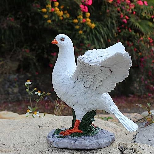 POCHY Vogel Gartenstatuen, Weiße Taube auf den Felsen Ornament Deko Desktop Statue Harz Skulpturen Handwerk für Haus,Patio,Rasen,Hausgarten,B von POCHY