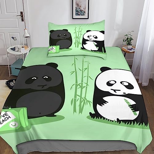 Panda Bettwäsche-Set, 2-teilig, Leicht, Weiche, Mikrofaser Mit Kissenbezug Animal Bettbezug-Set, Mit Reißverschluss, Für Jungen, Mädchen,Teenager,Erwachsene Single（135x200cm） von POCHY