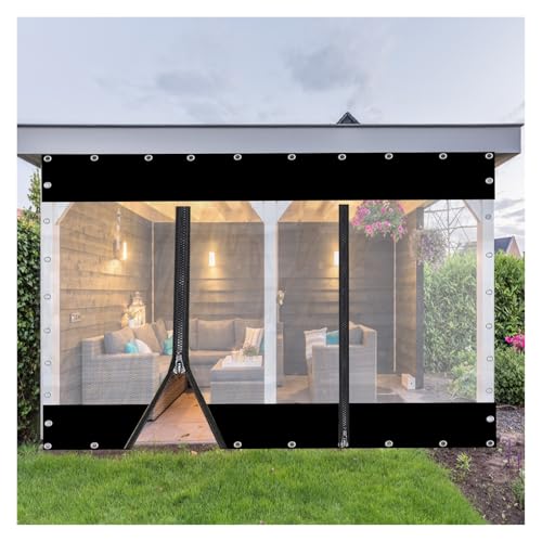 Pergola Seitenteile Transparente Planen Wasserdicht mit Reißverschlusstür Außenvorhang for Veranda, Pavillons, Camping POCHY(1.2x2m/3.9x6.5ft) von KUBAOS
