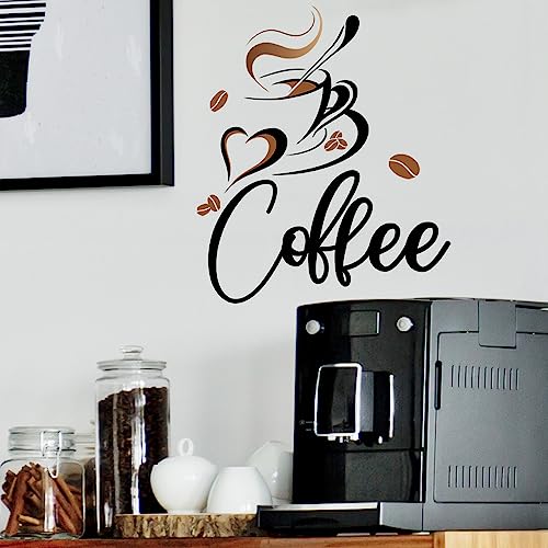 Wandtattoo Kaffee Tasse Wandaufkleber Kaffeebohnen Kaffeetasse Kunst Schriftart Aufkleber Wandsticker Küche Esszimmer Wanddeko von POCHY
