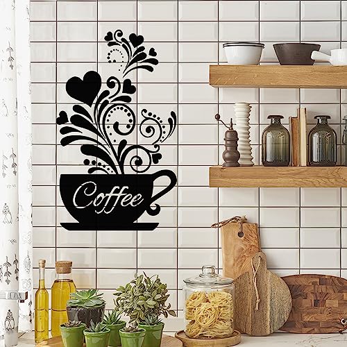 Wandtattoo Kaffee Wandaufkleber Kaffeebohnen Kaffeetasse Künstlerisches Muster Wandsticker Küche Esszimmer Wanddeko von POCHY