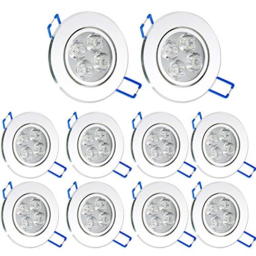 10 Stück, pocketman 110 V 3 W LED Deckenleuchte Einbauleuchte, warm weiß Strahler Lampe Einbauleuchte Fassung, mit LED-Treiber, Aluminium, cool light, Pack of 10,4w 4.00 110.00 volts von POCKETMAN