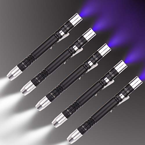 POCKETMAN Mini Taschenlampe LED 395nm UV Taschenlampe 2 Lichtquelle Mini Stift Taschenlampe mit Beleuchtung (5 Stück) von POCKETMAN