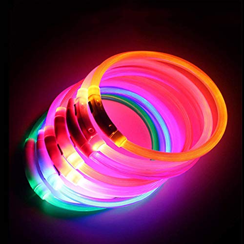 LED Hundehalsband USB Wiederaufladbar Glow in The Dark LED Haustier Halsband Wasserdicht Schneidbar LED Leuchthalsband für Große Mittlere Kleine Katzen und Hunde (Rot) von POCKETMAN