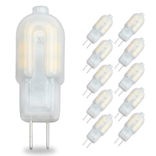 POCKETMAN 140 Lumens G4 LED Birne, Bipin Stiftsockel-Lampe,Milchdeckel, 20W Halogenbirne Ersatz, AC/DC 12V,Unter Schrank Licht (Kaltes Weiß 6000K, 10er-Pack) von POCKETMAN
