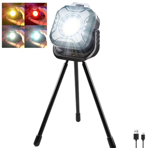 POCKETMAN Cob Arbeitsstrahler,Mini LED Taschenlampe,Magnetisches Notlicht,4 Farbe dimmen,6 Modi USB Wiederaufladbare tragbare Inspektionsleuchte für Camping, Notfall, Reparatur (mit Standfuß) von POCKETMAN