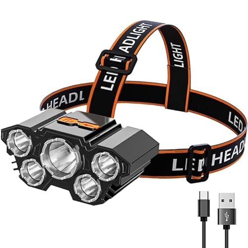 POCKETMAN LED Super Helle Taschenlampen Aufladbar und 90 °Verstellbare Scheinwerfer, 4-Modi Wasserdichte und Rutschfeste Arbeitsleuchten Geeignet für Die Erkundung Camping Nacht Reiten Klettern etc von POCKETMAN