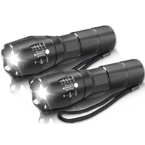 POCKETMAN LED-Taschenlampe, superhelle taktische Taschenlampe, Zoom-Fokus, 5 Leuchtmodi, geeignet für Camping, Wandern, Nachtlauf und andere verschiedene Situationen (2 Packungen) von POCKETMAN