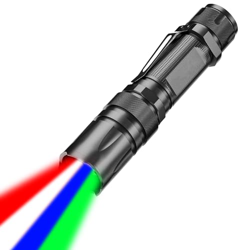 POCKETMAN LED-Taschenlampe vier Farben weiß grün blau rot wiederaufladbare wasserdichte Zoom-Taschenlampe mit fünf Beleuchtungsmodi, sehr helle tragbare starke Licht-Taschenlampe von POCKETMAN