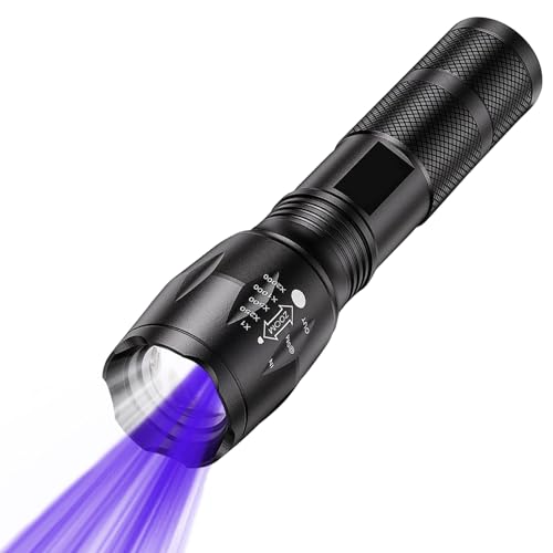 POCKETMAN LED UV Taschenlampen 2 in 1 mit Violett Licht und Weißes Licht,2 Modi,Zoombare,395nm Ultraviolette Detektor für Unechte Banknoten,eingetrocknete Urin-Flecken von Hunde, Katzen von POCKETMAN