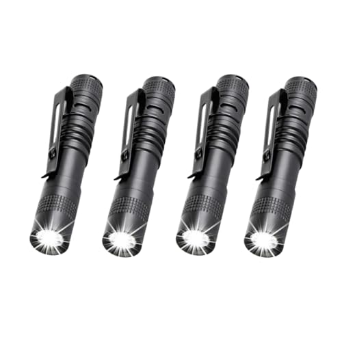 POCKETMAN Mini LED-Taschenlampe, 9 cm, Taschenlampe klein, mit Clip für Außenbeleuchtung, Camping, Wandern, Notfall (4 Stück) von POCKETMAN