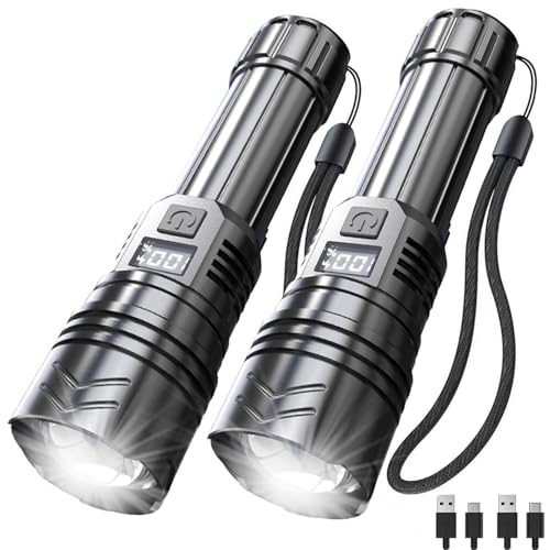 POCKETMAN Taschenlampe LED Super helle, Wiederaufladbare und Zoomable Taschenlampen Laigh LuHmens mit 3-Modi Geeignet für Wandern Pightime Radfahren und Notbeleuchtung von POCKETMAN