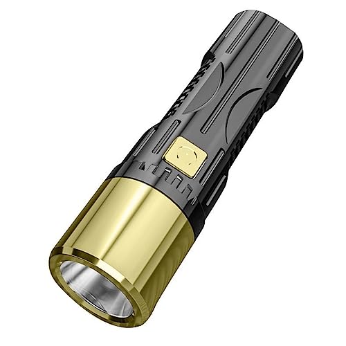 POCKETMAN Tragbare Mini Taschenlampe LED Taschenlampe USB Aufladen Drei Einstellbare Modi Wasserdicht Geeignet für Zuhause Geschenk Camping (Gold) von POCKETMAN