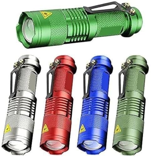 Pack of 5,Pocketman 7W 300LM SK-68 3 Modes Mini Q5 LED Flashlight Torch Tactical Lamp Adjustable Focus Zoomable Light von POCKETMAN