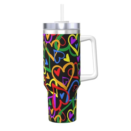 Gay Pride Rainbow Ice Bully mit Griff, wiederverwendbarer Isolierbecher für kalte und heiße Getränke, 1,2 l Gay Pride Rainbow Ice Bully mit Griff, wiederverwendbarer Isolierbecher für kalte und heiße Getränke, 1,2 l von POCUK