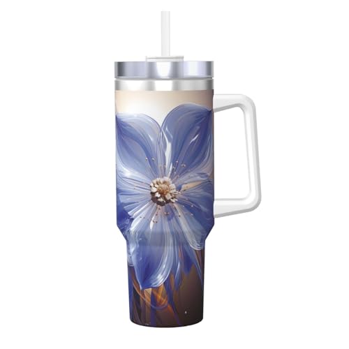 POCUK Blue Abstract Flowers Ice Bully with Handle Reusable Insulated Cup for Cold and Hot Drinks POCUK Blue Abstract Flowers Ice Bully with Handle Reusable Insulated Cup for Cold and Hot Drinks von POCUK