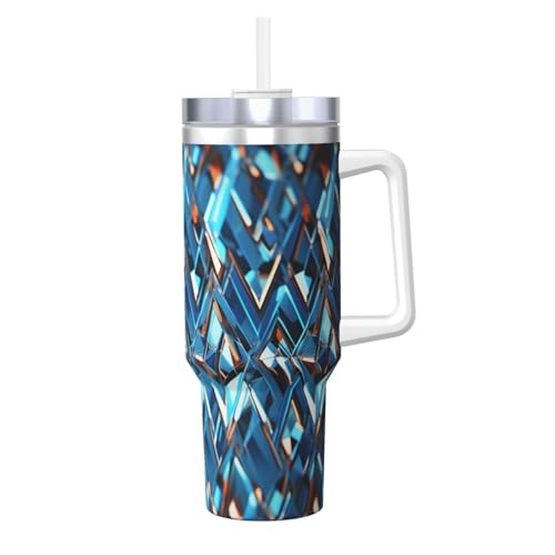 POCUK Diamonds Patterns Ice Bully mit Griff, wiederverwendbarer Isolierbecher für kalte und heiße Getränke, 1,2 l von POCUK