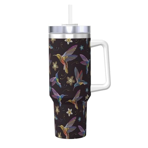 POCUK Eisbully mit Blumen- und Kolibris-Stickerei, 1,2 l, wiederverwendbar, isolierter Becher für kalte und heiße Getränke POCUK Eisbully mit Blumen- und Kolibris-Stickerei, 1,2 l, wiederverwendbar, isolierter Becher für kalte und heiße Getränke von POCUK