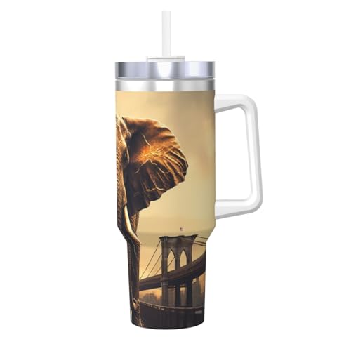 POCUK Elephant On A Bridge Ice Bully mit Griff, wiederverwendbar, isoliert, für kalte und heiße Getränke, 1,2 l POCUK Elephant On A Bridge Ice Bully mit Griff, wiederverwendbar, isoliert, für kalte und heiße Getränke, 1,2 l von POCUK