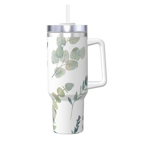 POCUK Eucalyptus Leaves Ice Bully mit Griff, wiederverwendbarer Isolierbecher für kalte und heiße Getränke, 1,2 l POCUK Eucalyptus Leaves Ice Bully mit Griff, wiederverwendbarer Isolierbecher für kalte und heiße Getränke, 1,2 l von POCUK