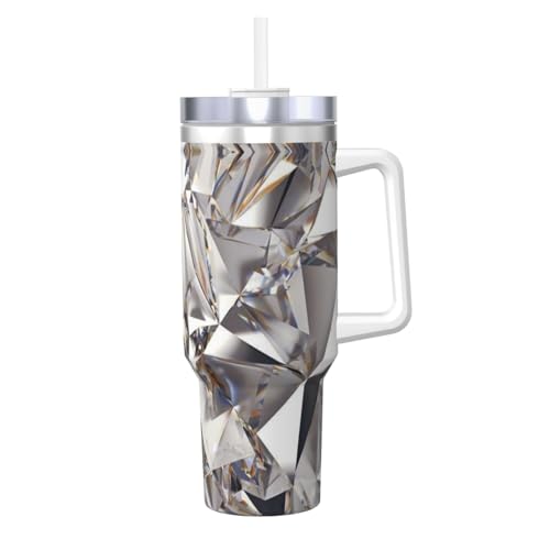 POCUK Glitzerndes abstraktes Diamant-Kristallmuster, 1,2 l, Ice Bully mit Griff, wiederverwendbarer Isolierbecher für kalte und heiße Getränke POCUK Glitzerndes abstraktes Diamant-Kristallmuster, 1,2 l, Ice Bully mit Griff, wiederverwendbarer Isolierbecher für kalte und heiße Getränke von POCUK