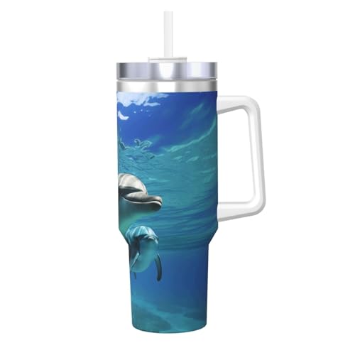 POCUK Marine Dolphin Ice Bully mit Griff, wiederverwendbar, isoliert, für kalte und heiße Getränke, 1,2 l POCUK Marine Dolphin Ice Bully mit Griff, wiederverwendbar, isoliert, für kalte und heiße Getränke, 1,2 l von POCUK