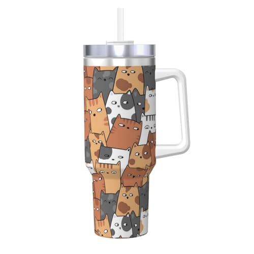 POCUK Orange Cats Ice Bully mit Griff, wiederverwendbar, isoliert, für kalte und heiße Getränke, 1,2 l POCUK Orange Cats Ice Bully mit Griff, wiederverwendbar, isoliert, für kalte und heiße Getränke, 1,2 l von POCUK