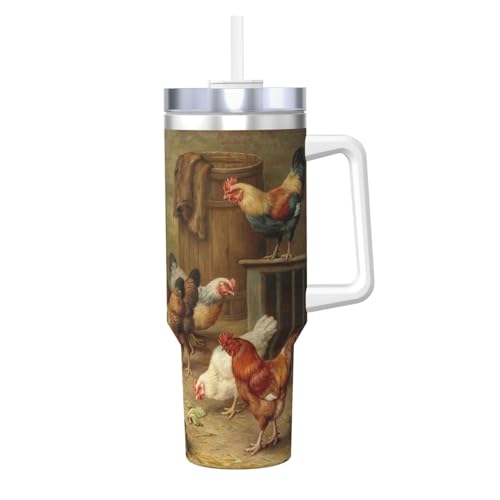 POCUK Roast Chicken Hen Farm Ice Bully mit Griff, wiederverwendbarer Isolierbecher für kalte und heiße Getränke, 1,2 l POCUK Roast Chicken Hen Farm Ice Bully mit Griff, wiederverwendbarer Isolierbecher für kalte und heiße Getränke, 1,2 l von POCUK