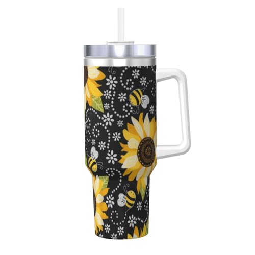 POCUK Sunflower Bees Ice Bully mit Griff, wiederverwendbar, isoliert, für kalte und heiße Getränke, 1,2 l POCUK Sunflower Bees Ice Bully mit Griff, wiederverwendbar, isoliert, für kalte und heiße Getränke, 1,2 l von POCUK