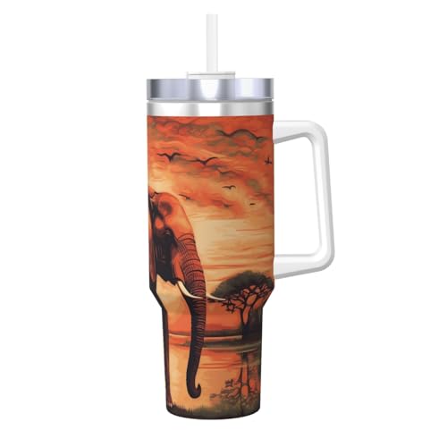POCUK Sunset Elephant Ice Bully mit Griff, wiederverwendbar, isoliert, für kalte und heiße Getränke, 1,2 l POCUK Sunset Elephant Ice Bully mit Griff, wiederverwendbar, isoliert, für kalte und heiße Getränke, 1,2 l von POCUK