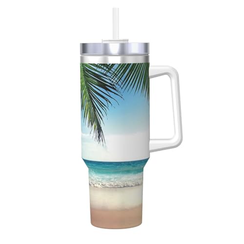 POCUK Tropical Palm Tree Hawaii Beach 1,2 l Ice Bully mit Griff, wiederverwendbarer Isolierbecher für kalte und heiße Getränke POCUK Tropical Palm Tree Hawaii Beach 1,2 l Ice Bully mit Griff, wiederverwendbarer Isolierbecher für kalte und heiße Getränke von POCUK
