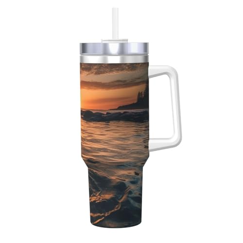 POCUK Wasseroberfläche im Sonnenuntergang, Eisbully mit Griff, wiederverwendbar, isoliert, für kalte und heiße Getränke, 1,2 l POCUK Wasseroberfläche im Sonnenuntergang, Eisbully mit Griff, wiederverwendbar, isoliert, für kalte und heiße Getränke, 1,2 l von POCUK