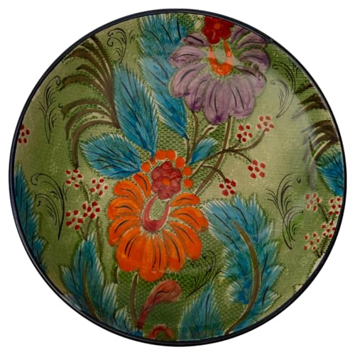 PODARI Lagan Rishtan Keramikteller groß Ø 32,5 cm Muster (türkisch Blumen) - Usbekischer Speiseteller mit handbemaltem Design von PODARI