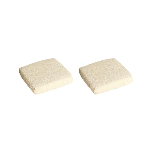 PODAY 2 Stück quadratischer Barhockerbezug, hochelastischer quadratischer Hockerbezug, Falten- und staubdichter Hocker-Sitzbezug, waschbarer Hockerbezug 30-38cm Beige von PODAY